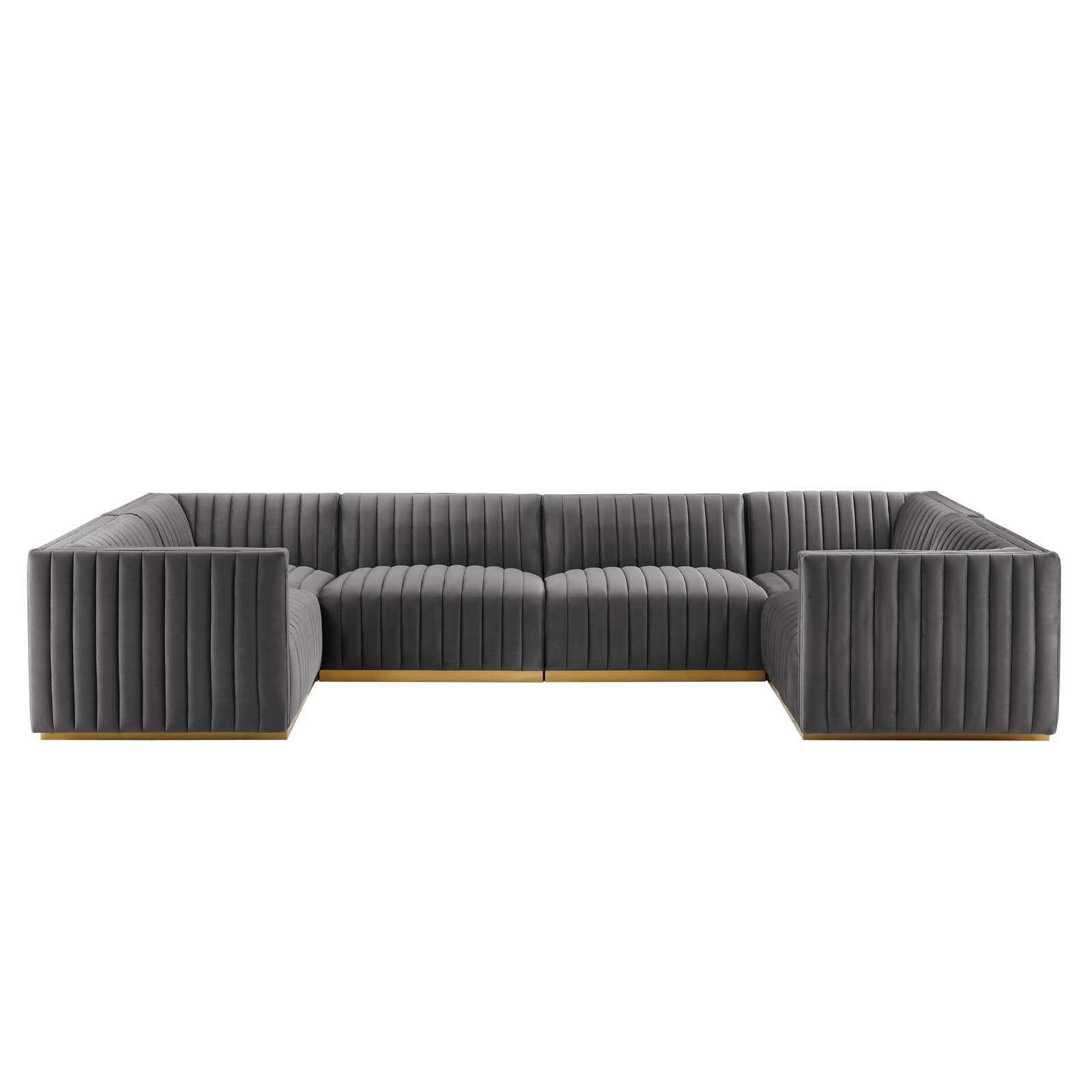 Conjure Channel Tufted Performance Velvet 6-Piece U-Shaped Sectional-Sectional-Modway-Wall2Wall Furnishings