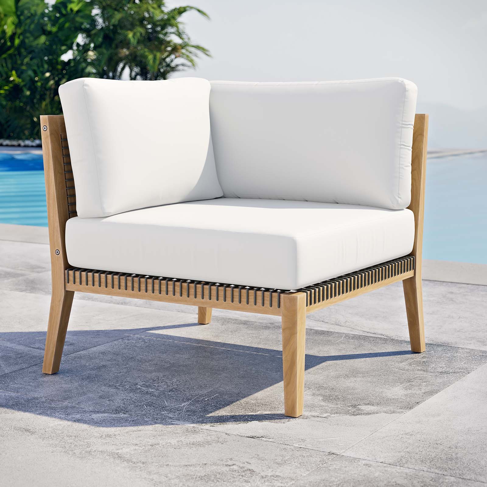 Clearwater Outdoor Patio Teak Wood Corner Chair-Outdoor Chair-Modway-Wall2Wall Furnishings