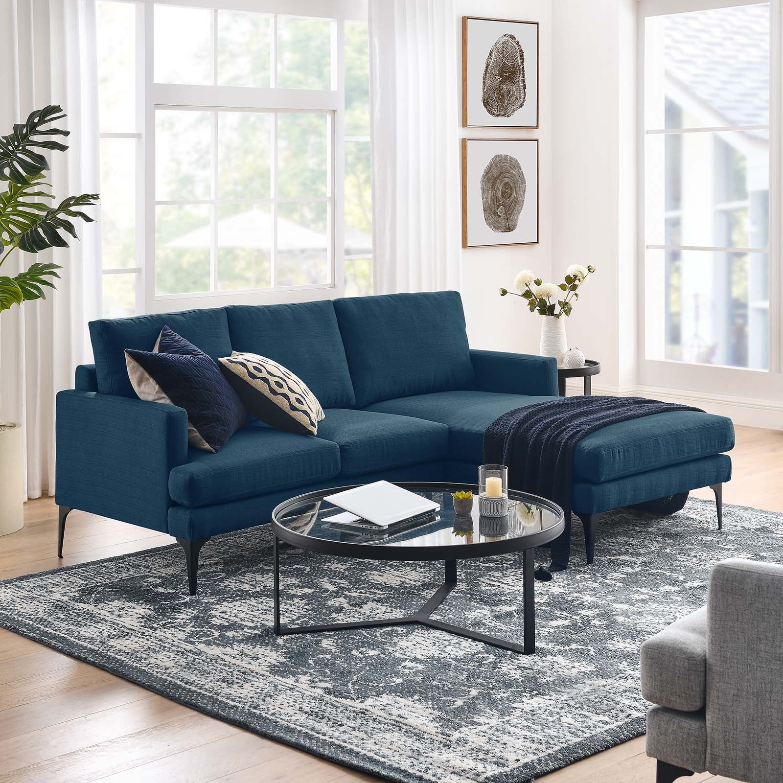 Evermore Right-Facing Upholstered Fabric Sectional Sofa-Sectional Sofa-Modway-Wall2Wall Furnishings