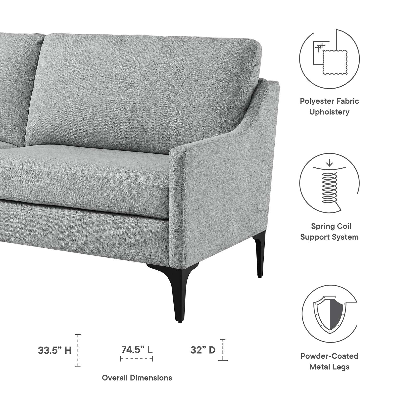 Corland Upholstered Fabric Sofa-Sofa-Modway-Wall2Wall Furnishings