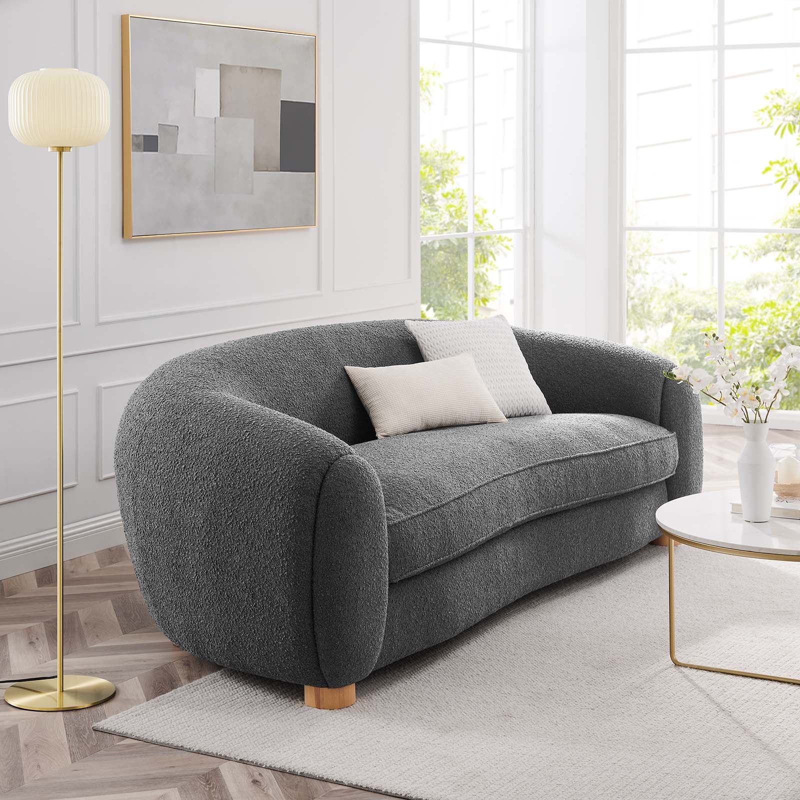 Abundant Boucle Upholstered Fabric Sofa-Sofa-Modway-Wall2Wall Furnishings