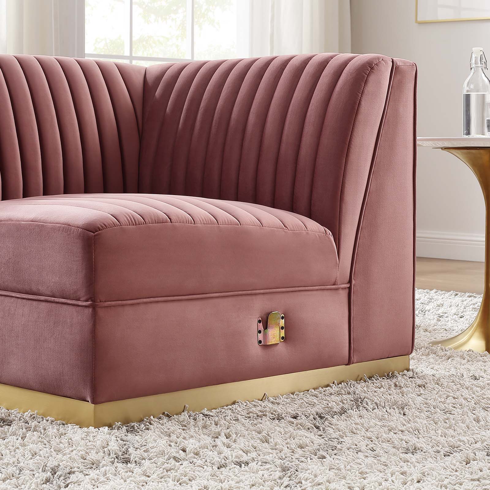 Sanguine Channel Tufted Performance Velvet Modular Sectional Sofa Right Corner Chair-Corner Chair-Modway-Wall2Wall Furnishings