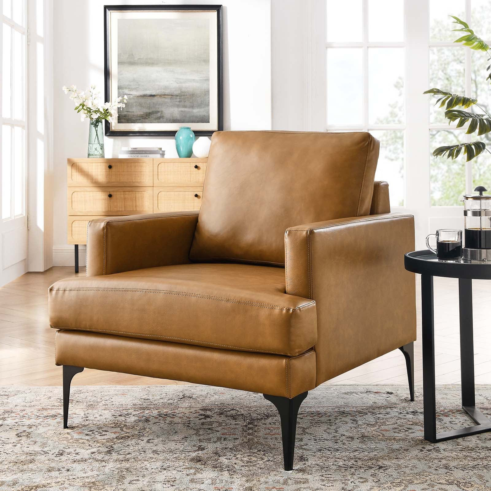Evermore Vegan Leather Armchair-Armchair-Modway-Wall2Wall Furnishings