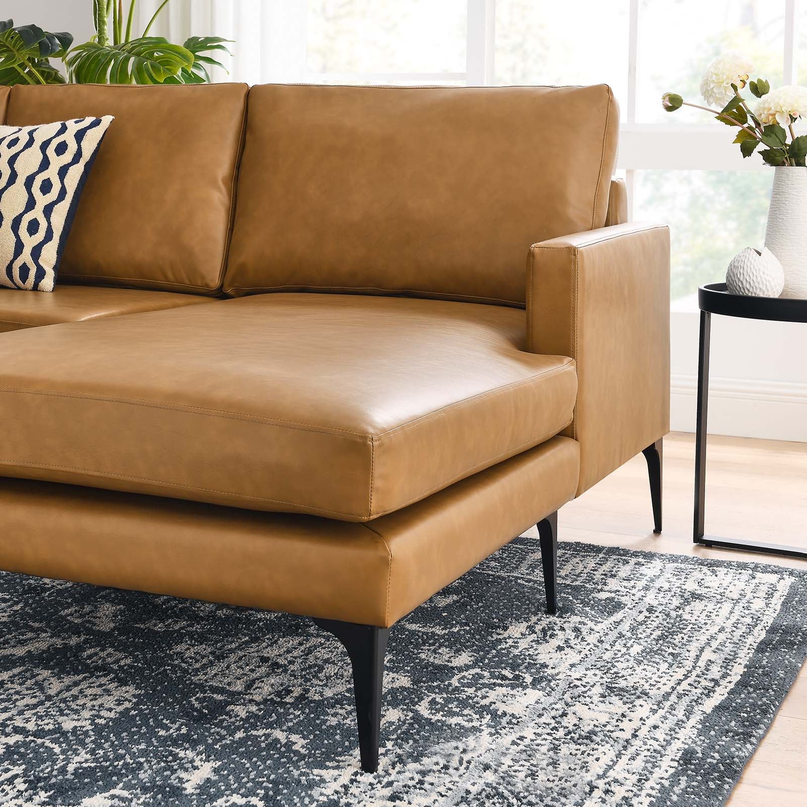 Evermore Right-Facing Vegan Leather Sectional Sofa-Sectional Sofa-Modway-Wall2Wall Furnishings