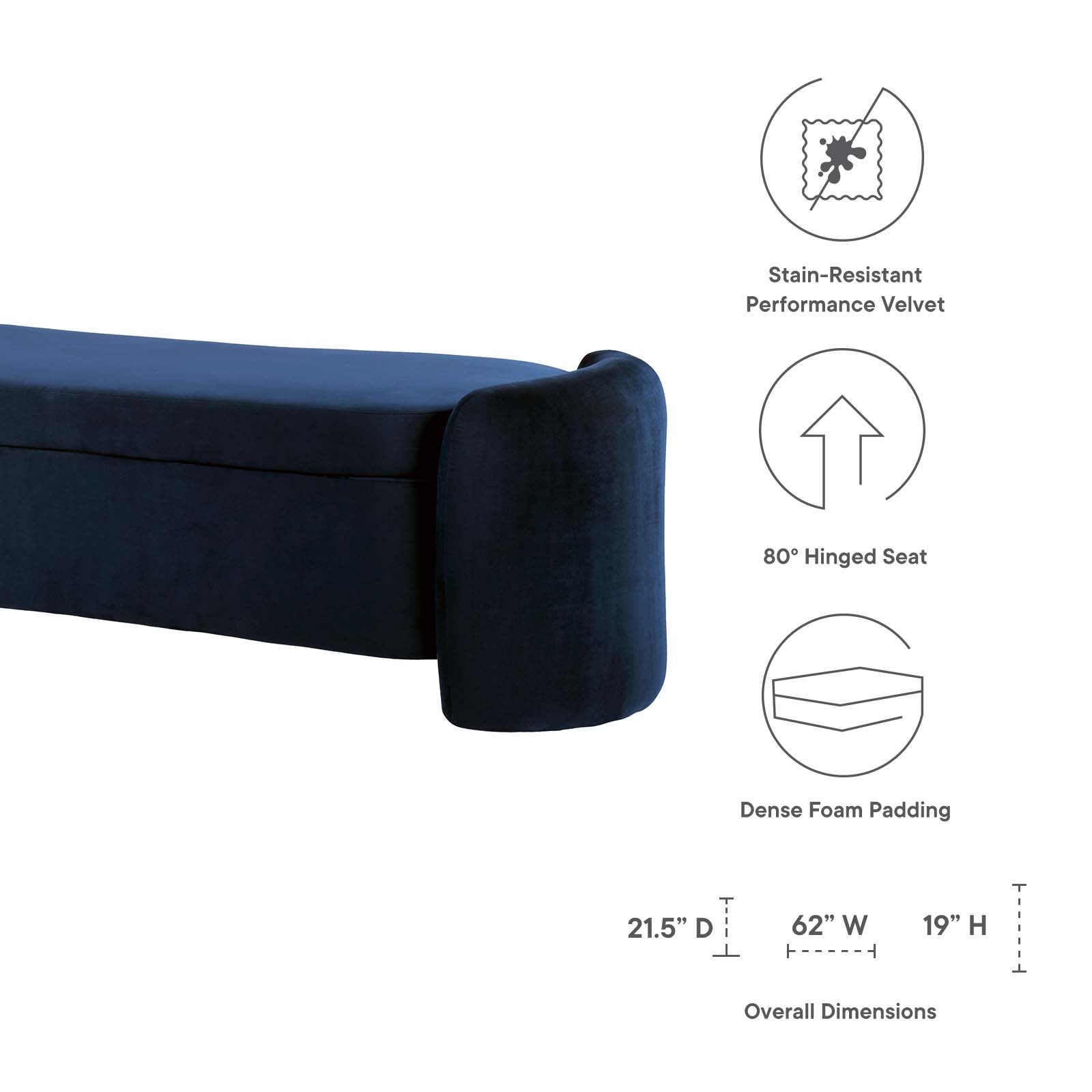 Nebula Upholstered Performance Velvet Bench-Bench-Modway-Wall2Wall Furnishings