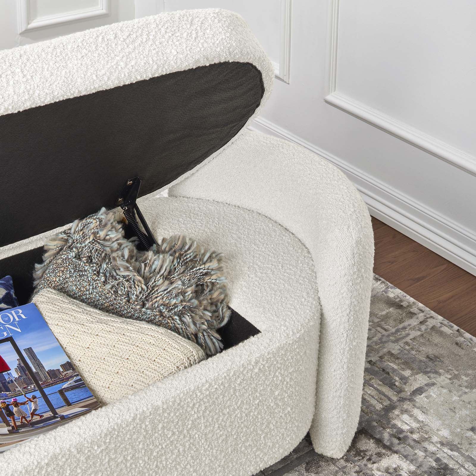 Nebula Boucle Upholstered Bench-Bench-Modway-Wall2Wall Furnishings