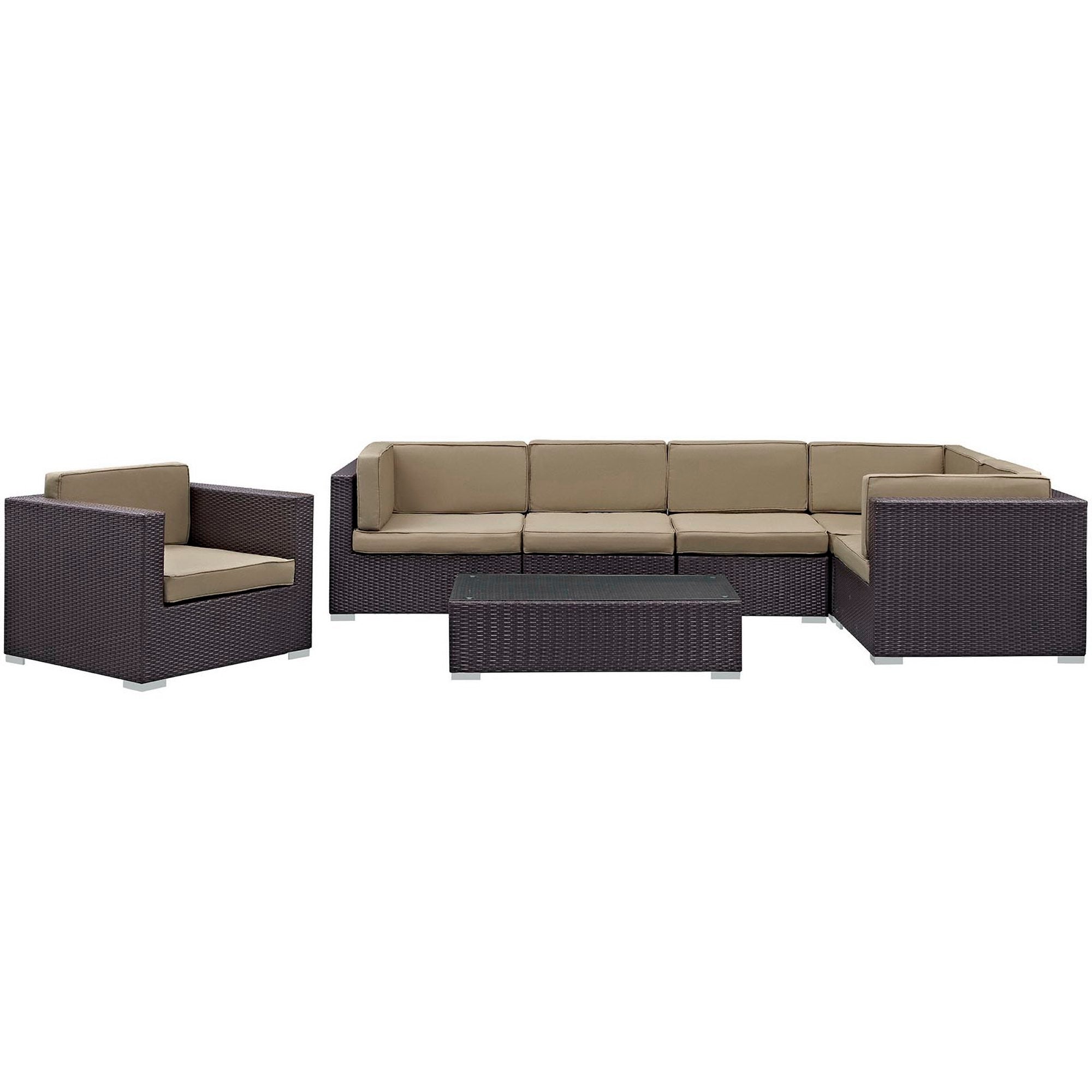 Corona 7 Piece Outdoor Patio Sectional Set