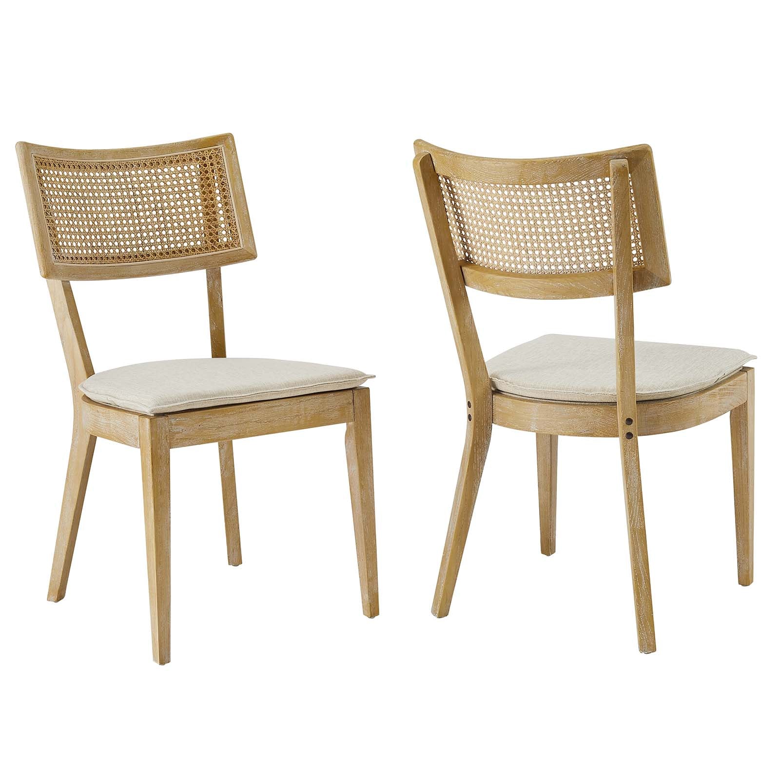 Caledonia Fabric Upholstered Wood Dining Chair Set of 2-Dining Chair-Modway-Wall2Wall Furnishings