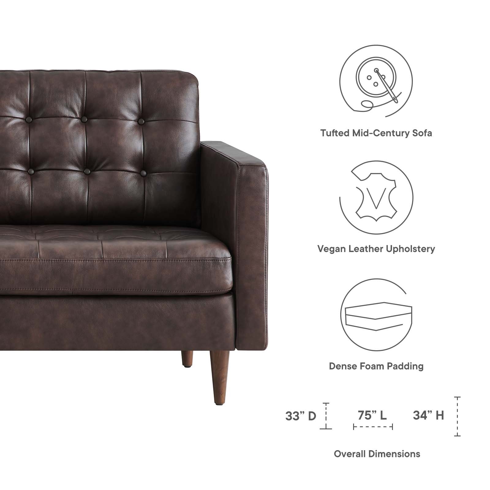Exalt Tufted Vegan Leather Sofa-Sofa-Modway-Wall2Wall Furnishings