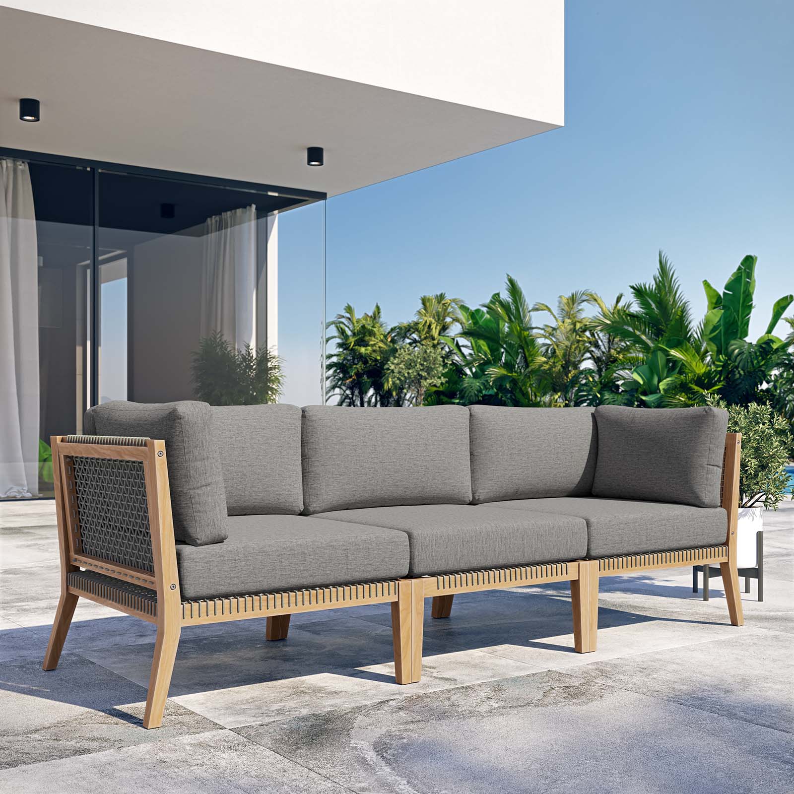 Clearwater Outdoor Patio Teak Wood Sofa-Outdoor Sofa-Modway-Wall2Wall Furnishings