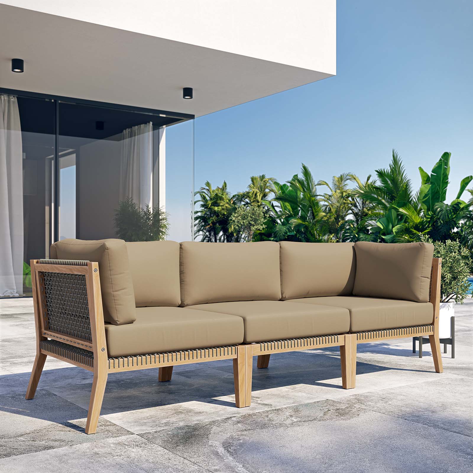 Clearwater Outdoor Patio Teak Wood Sofa-Outdoor Sofa-Modway-Wall2Wall Furnishings