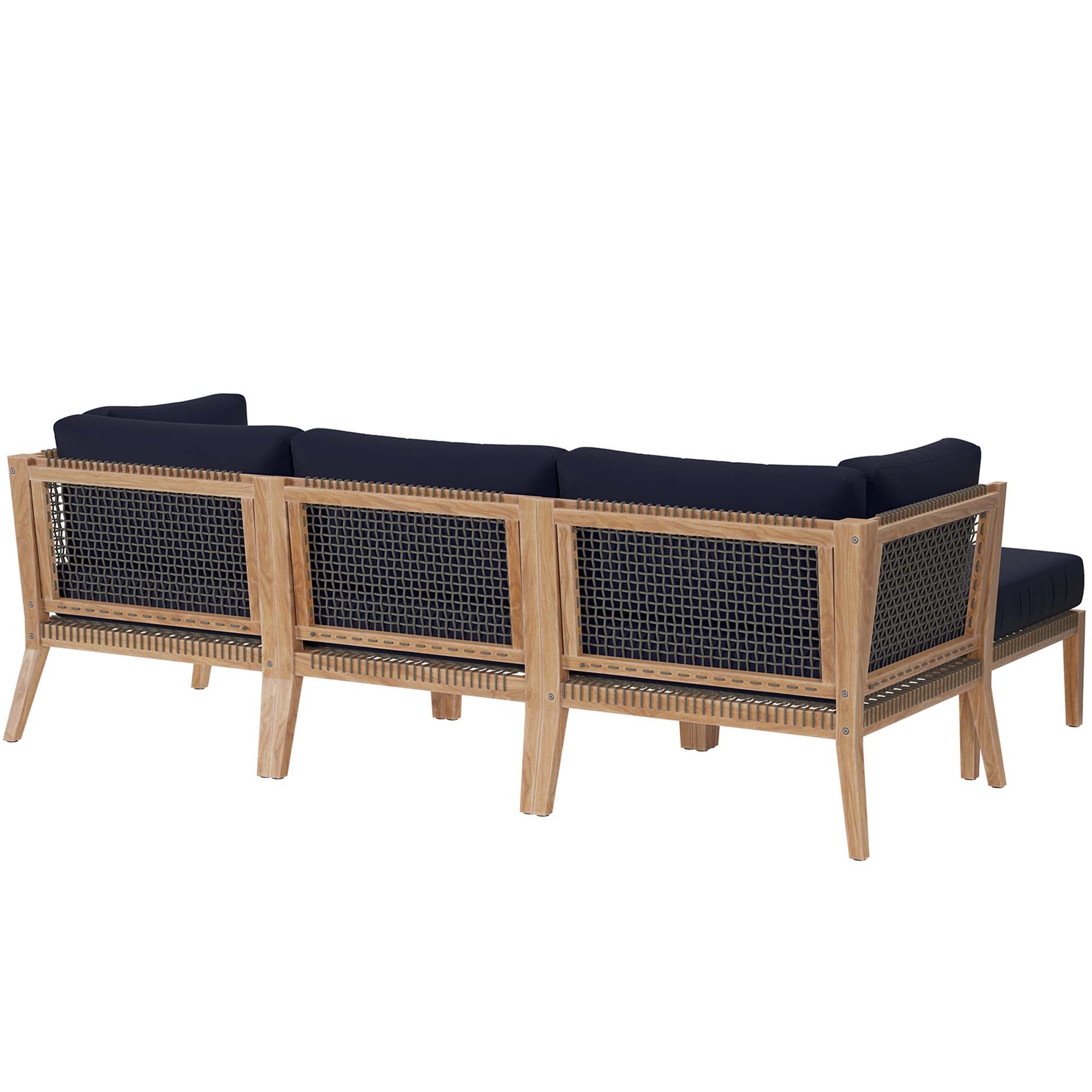 Clearwater 4-Piece Outdoor Patio Teak Wood Sectional Sofa