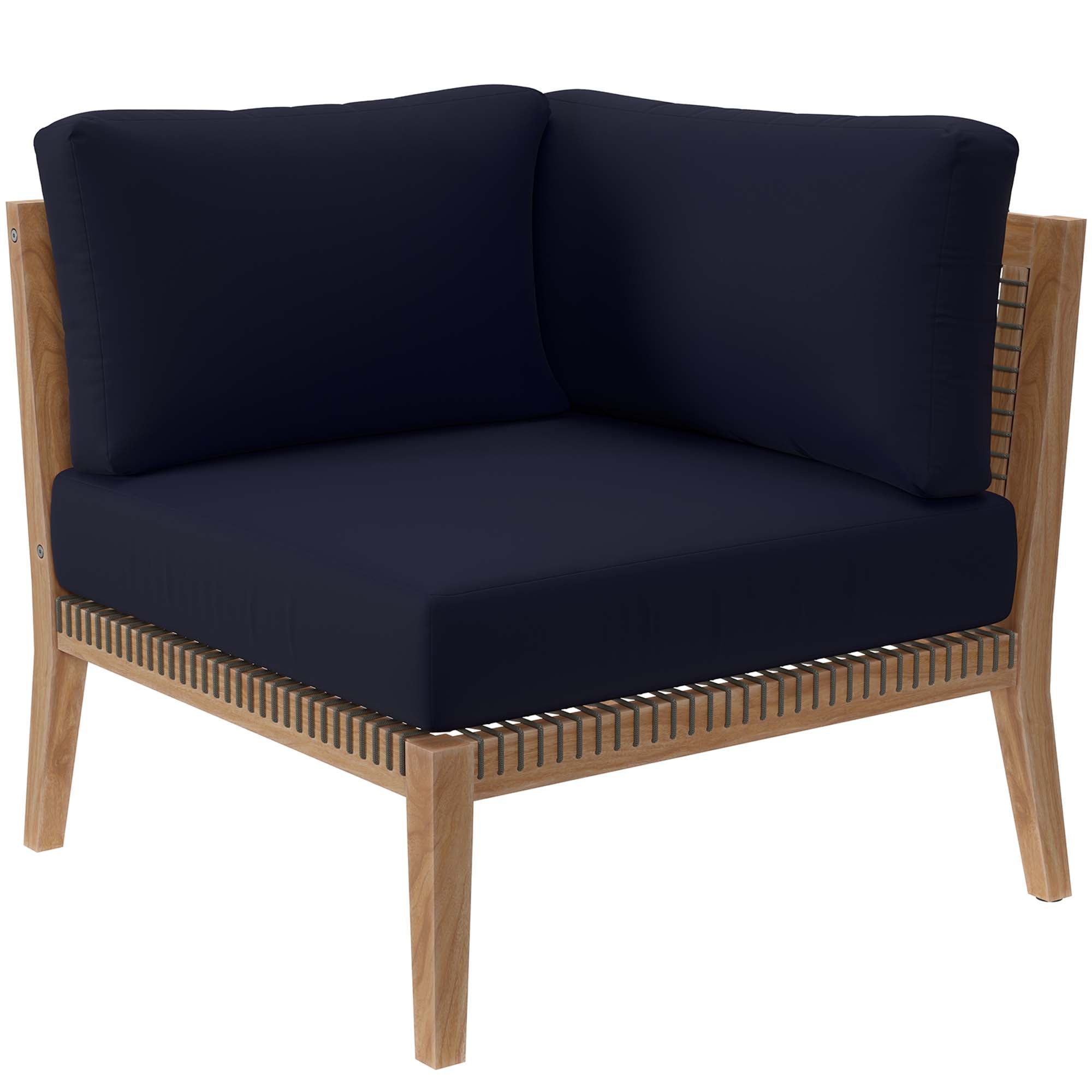 Clearwater 4-Piece Outdoor Patio Teak Wood Sectional Sofa