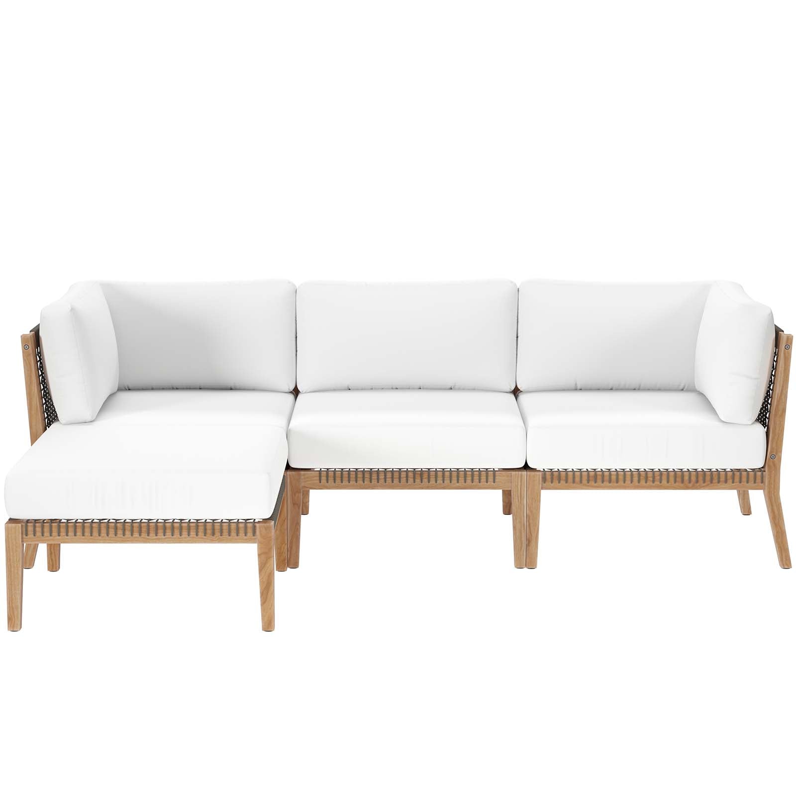 Clearwater Outdoor Patio Teak Wood 4-Piece Sectional Sofa-Outdoor Sectional-Modway-Wall2Wall Furnishings