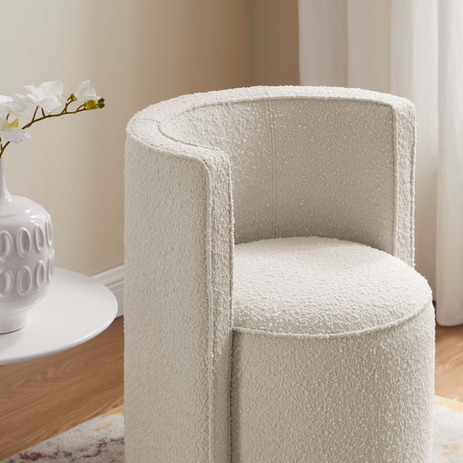 Della Boucle Fabric Swivel Chair-Chair-Modway-Wall2Wall Furnishings