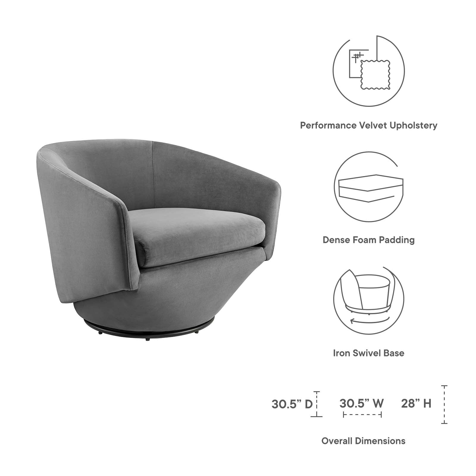 Series Performance Velvet Fabric Swivel Chair-Chair-Modway-Wall2Wall Furnishings