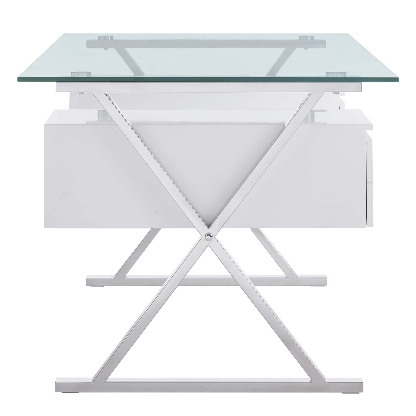 Sector 71" Glass Top Glass Office Desk-Desk-Modway-Wall2Wall Furnishings