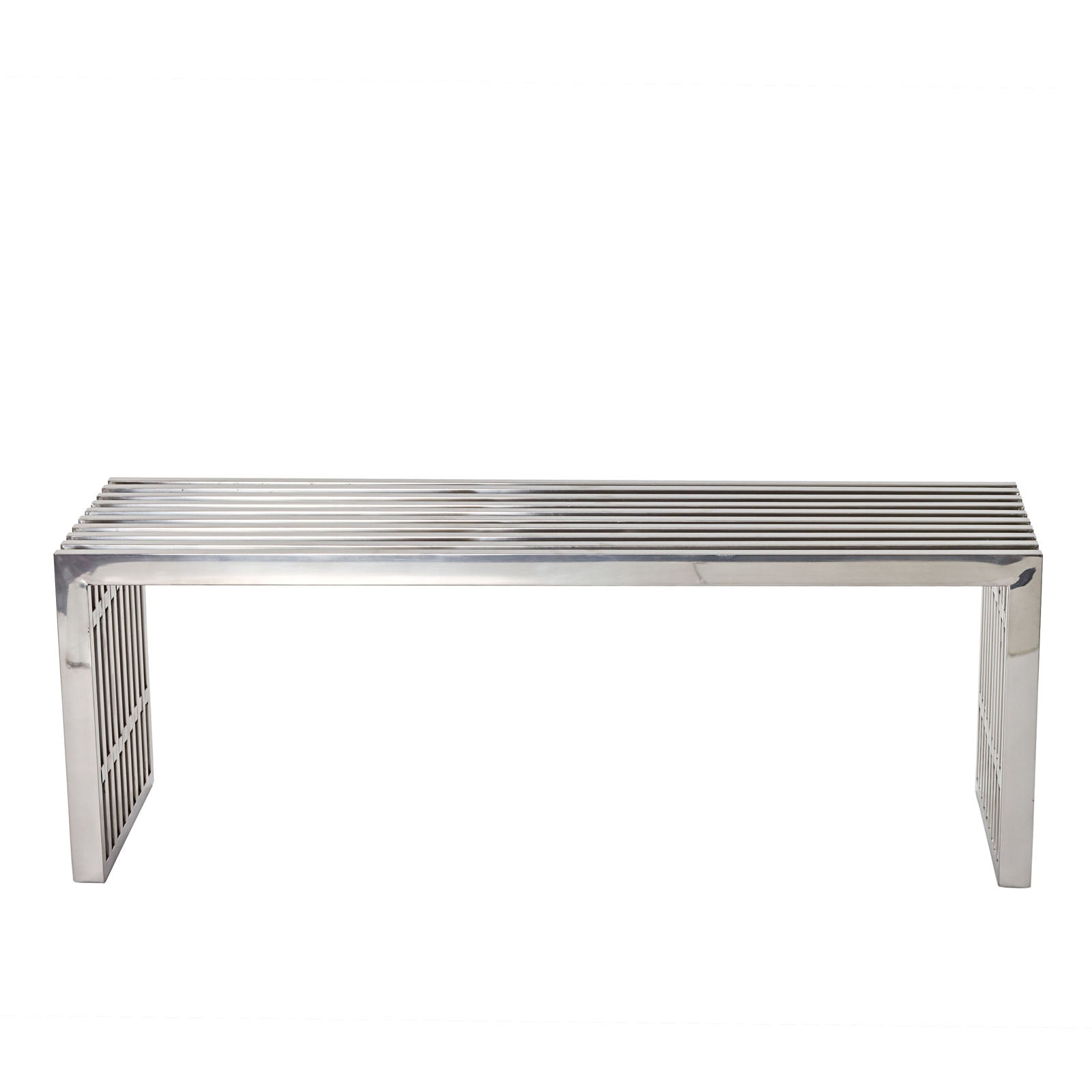 Gridiron Medium Stainless Steel Bench-Bench-Modway-Wall2Wall Furnishings
