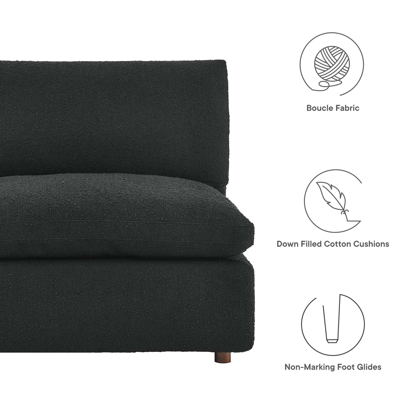 Commix Down Filled Overstuffed Boucle Fabric Armless Chair-Armless Chair-Modway-Wall2Wall Furnishings