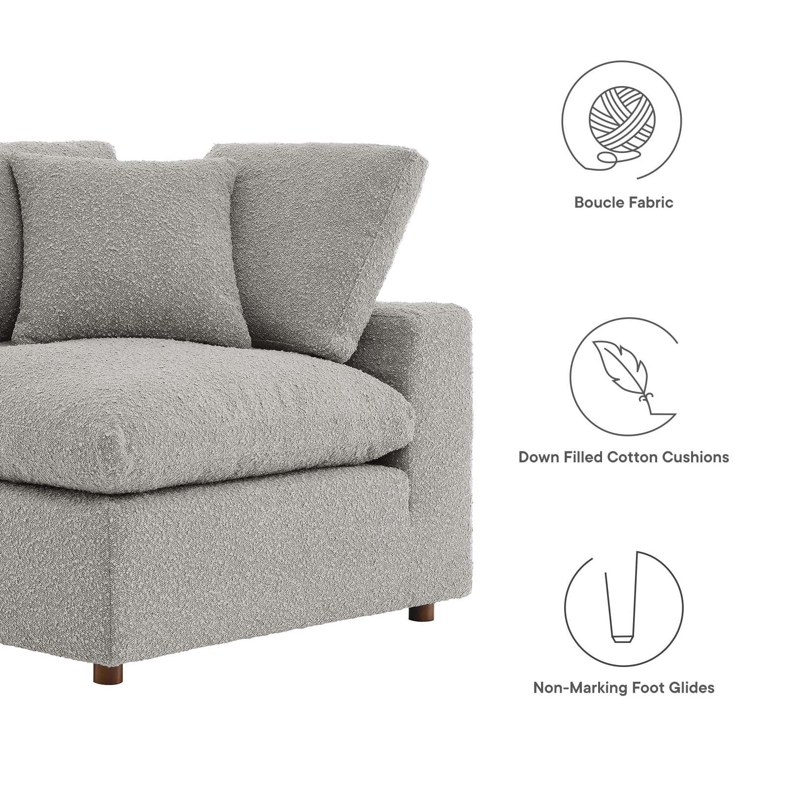Commix Down Filled Overstuffed Boucle Fabric Corner Chair-Corner Chair-Modway-Wall2Wall Furnishings