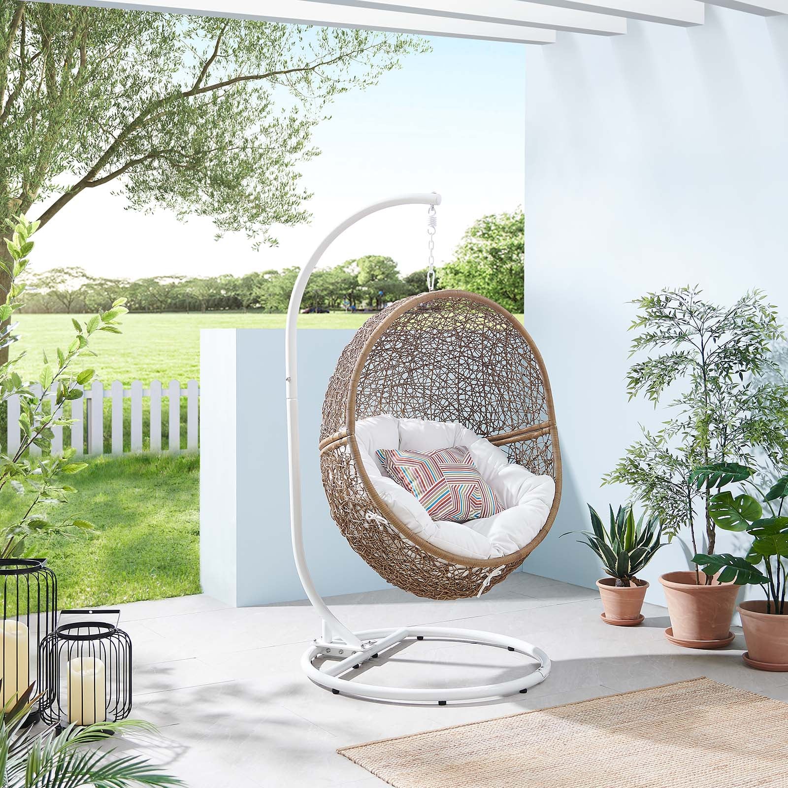 Encase Outdoor Patio Rattan Swing Chair-Outdoor Swing-Modway-Wall2Wall Furnishings