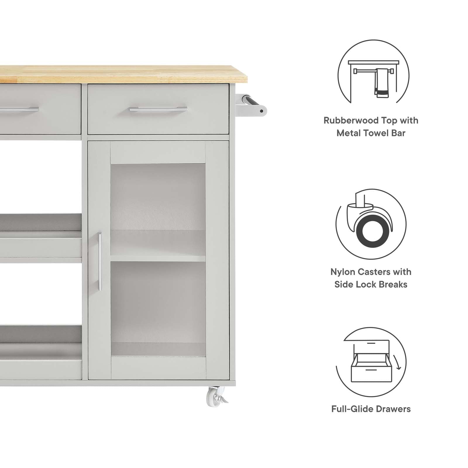 Culinary Kitchen Cart With Towel Bar-Kitchen Cart-Modway-Wall2Wall Furnishings