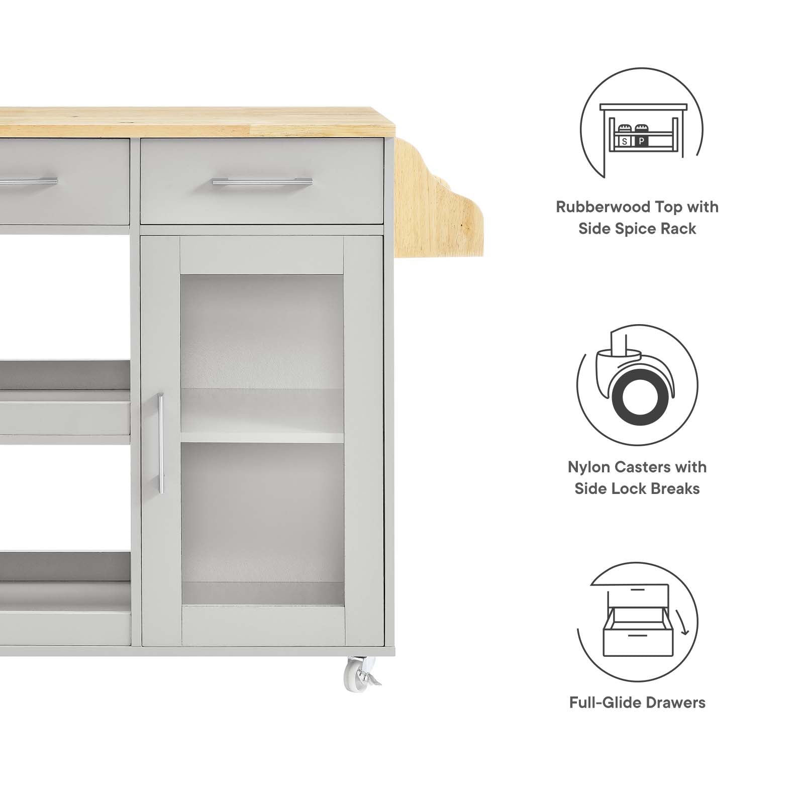 Culinary Kitchen Cart With Spice Rack-Kitchen Cart-Modway-Wall2Wall Furnishings