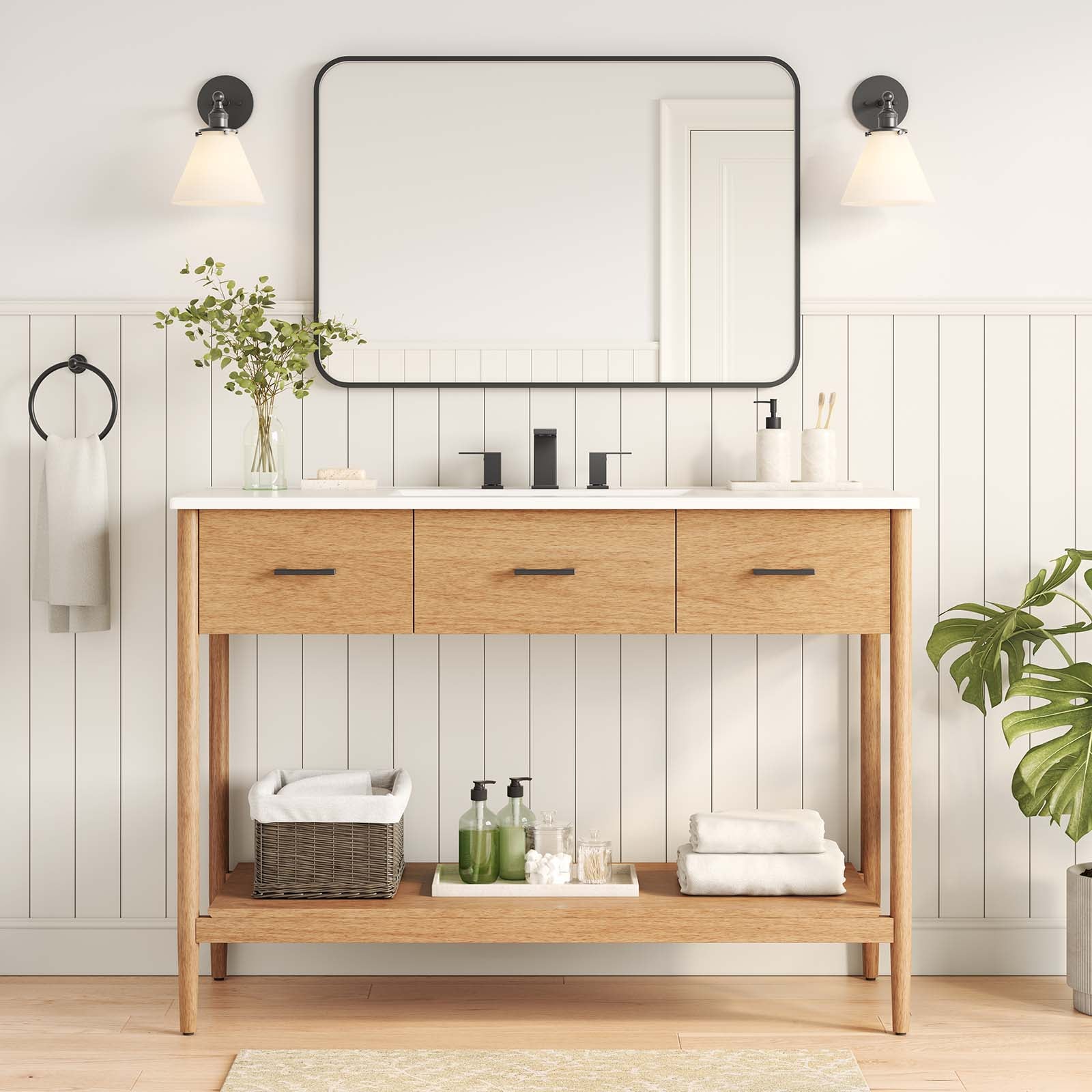 Zaire 48” Single Sink Compatible Bathroom Vanity Cabinet (Sink Basin Not Included)-Bathroom Vanity-Modway-Wall2Wall Furnishings