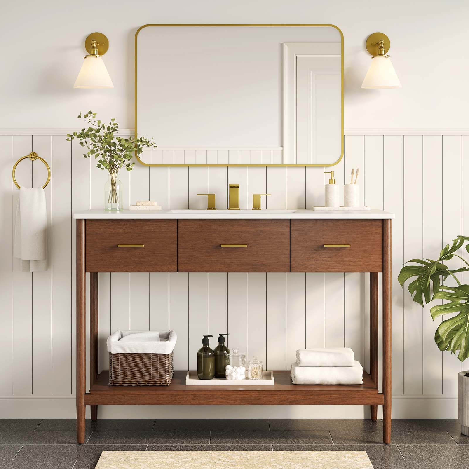 Zaire 48” Single Sink Compatible Bathroom Vanity Cabinet (Sink Basin Not Included)-Bathroom Vanity-Modway-Wall2Wall Furnishings