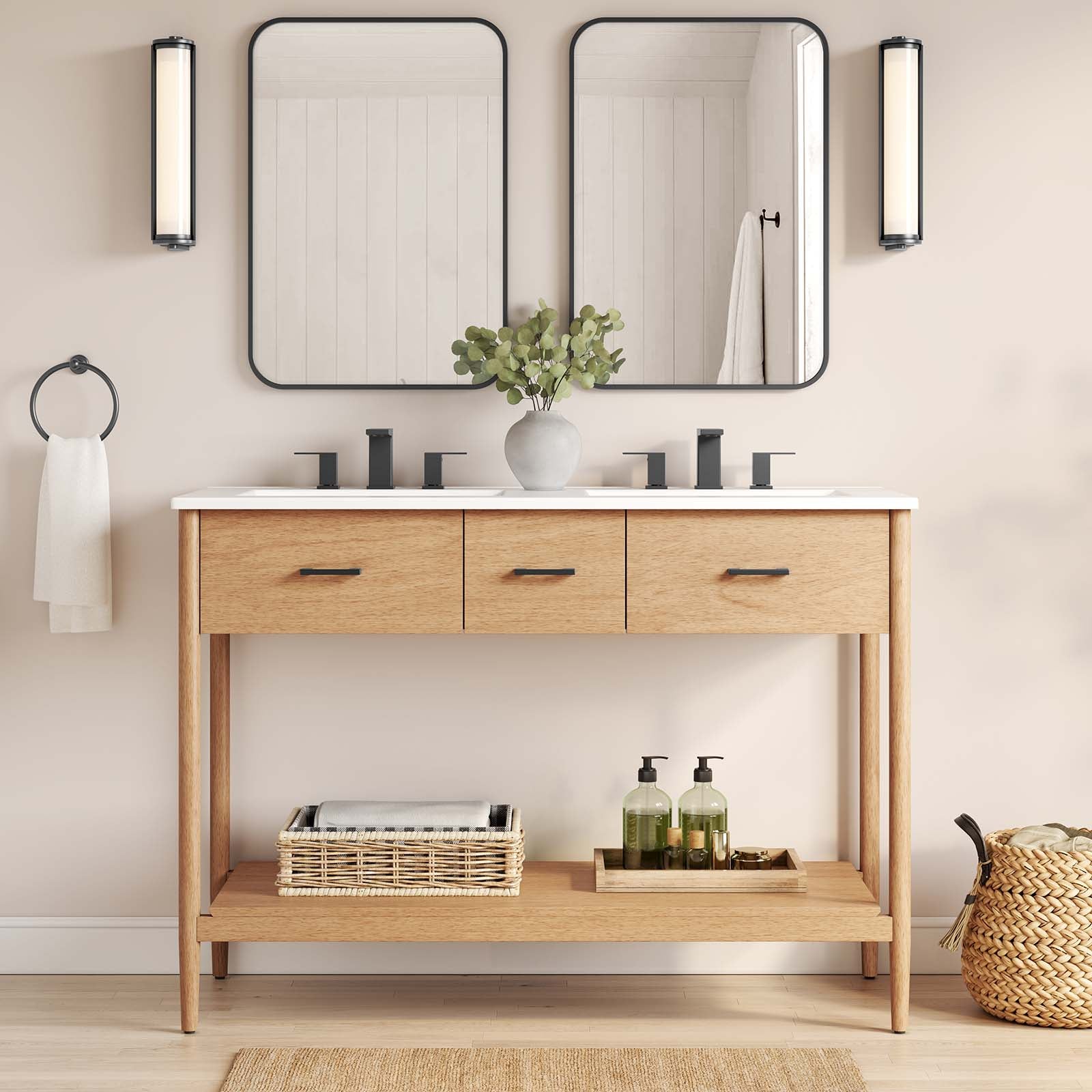 Zaire 48” Double Sink Compatible Bathroom Vanity Cabinet (Sink Basin Not Included)-Bathroom Vanity-Modway-Wall2Wall Furnishings