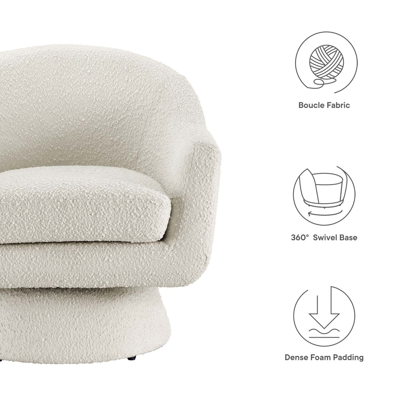 Astral Boucle Fabric Swivel Chair-Swivel Chair-Modway-Wall2Wall Furnishings