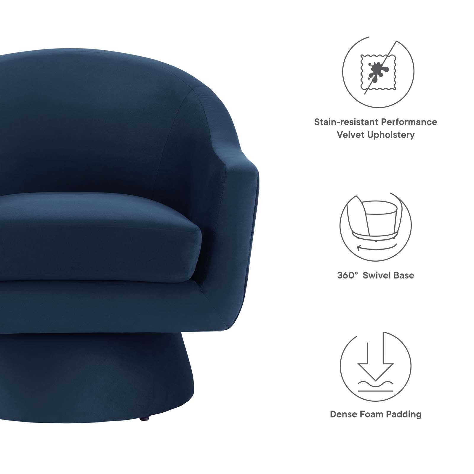 Astral Performance Velvet Fabric and Wood Swivel Chair-Swivel Chair-Modway-Wall2Wall Furnishings