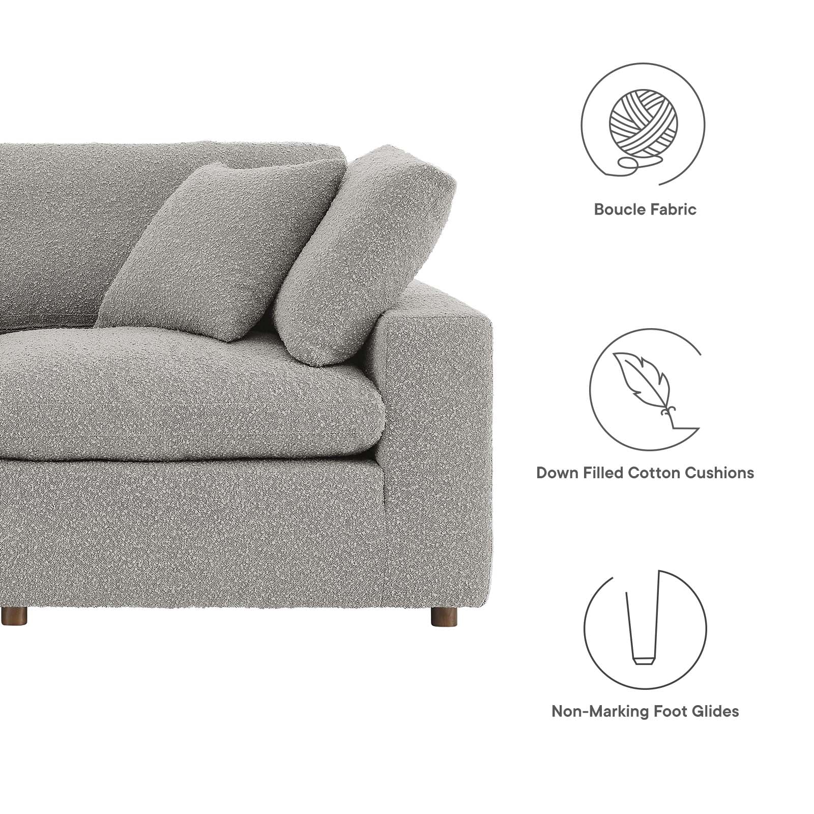 Commix Down Filled Overstuffed Boucle Fabric 3-Seater Sofa-Sofa-Modway-Wall2Wall Furnishings
