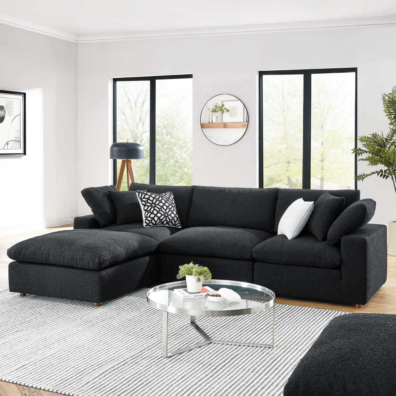 Commix Down Filled Overstuffed Boucle Fabric 4-Piece Sectional Sofa-Sectional-Modway-Wall2Wall Furnishings