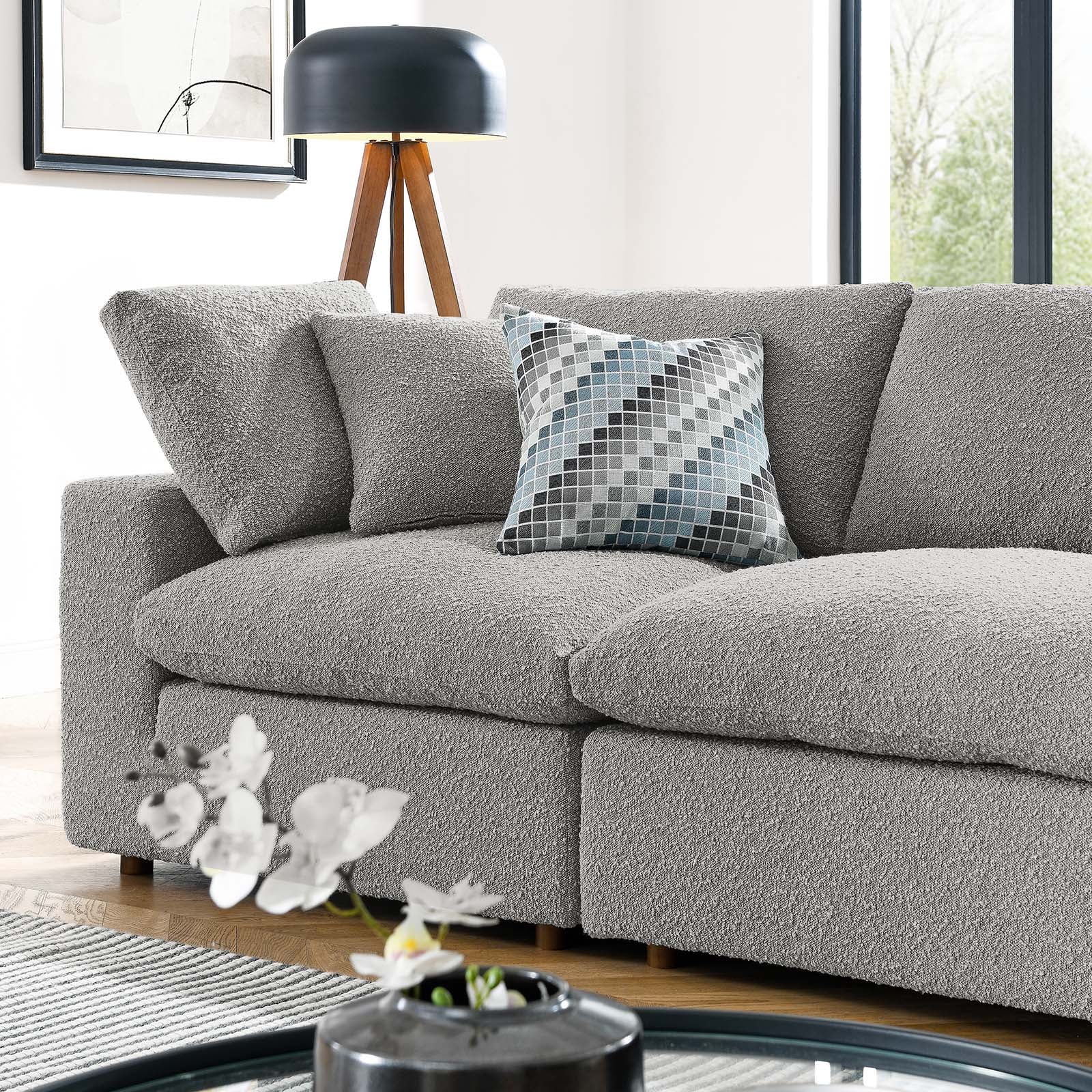 Commix Down Filled Overstuffed Boucle Fabric 4-Seater Sofa-Sofa-Modway-Wall2Wall Furnishings