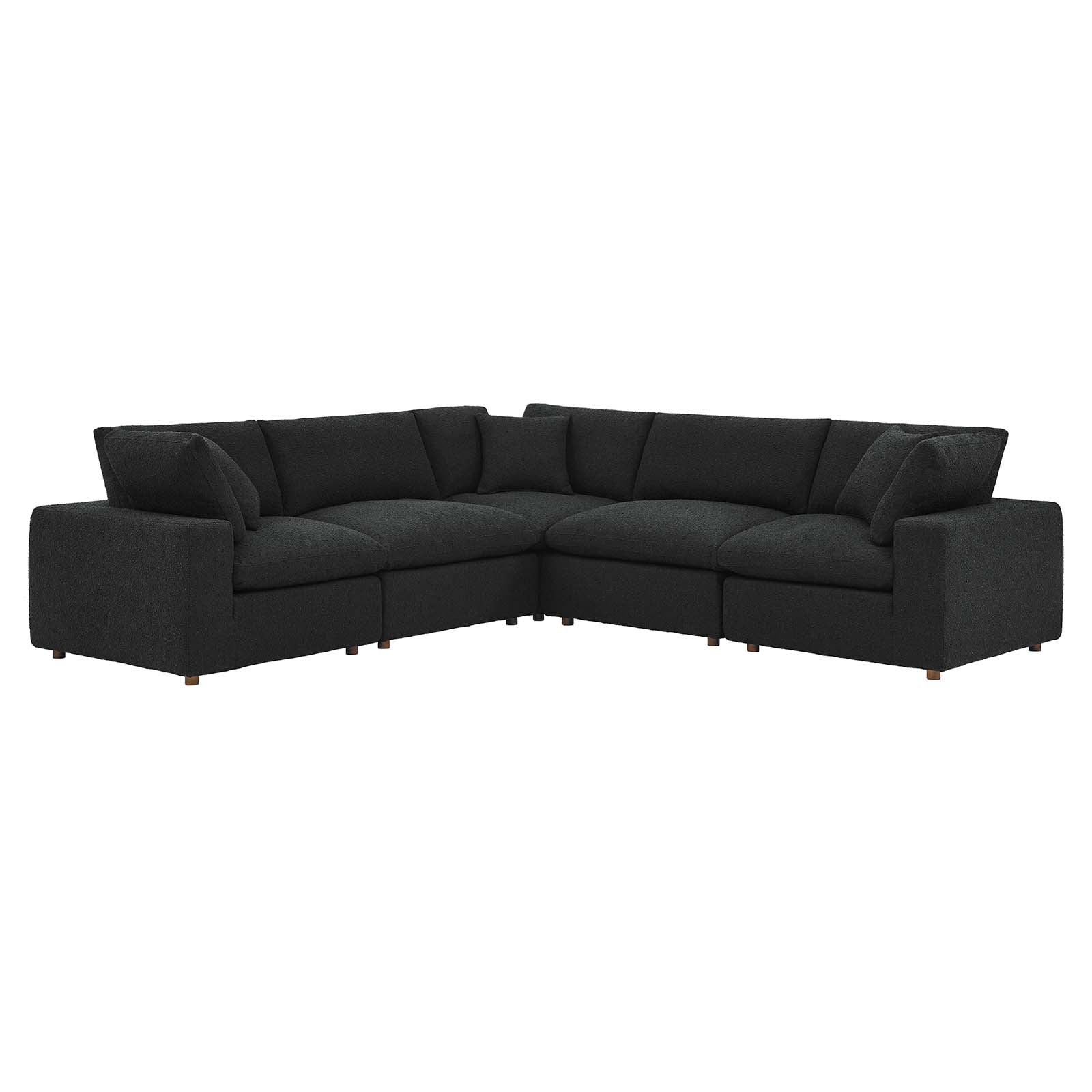 Commix Down Filled Overstuffed Boucle 5-Piece Sectional Sofa-Sectional-Modway-Wall2Wall Furnishings