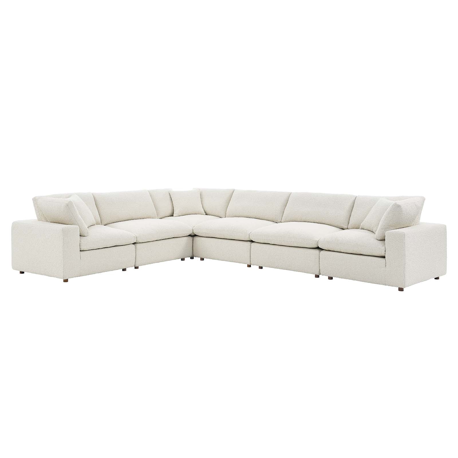 Commix Down Filled Overstuffed Boucle Fabric 6-Piece Sectional Sofa-Sectional-Modway-Wall2Wall Furnishings