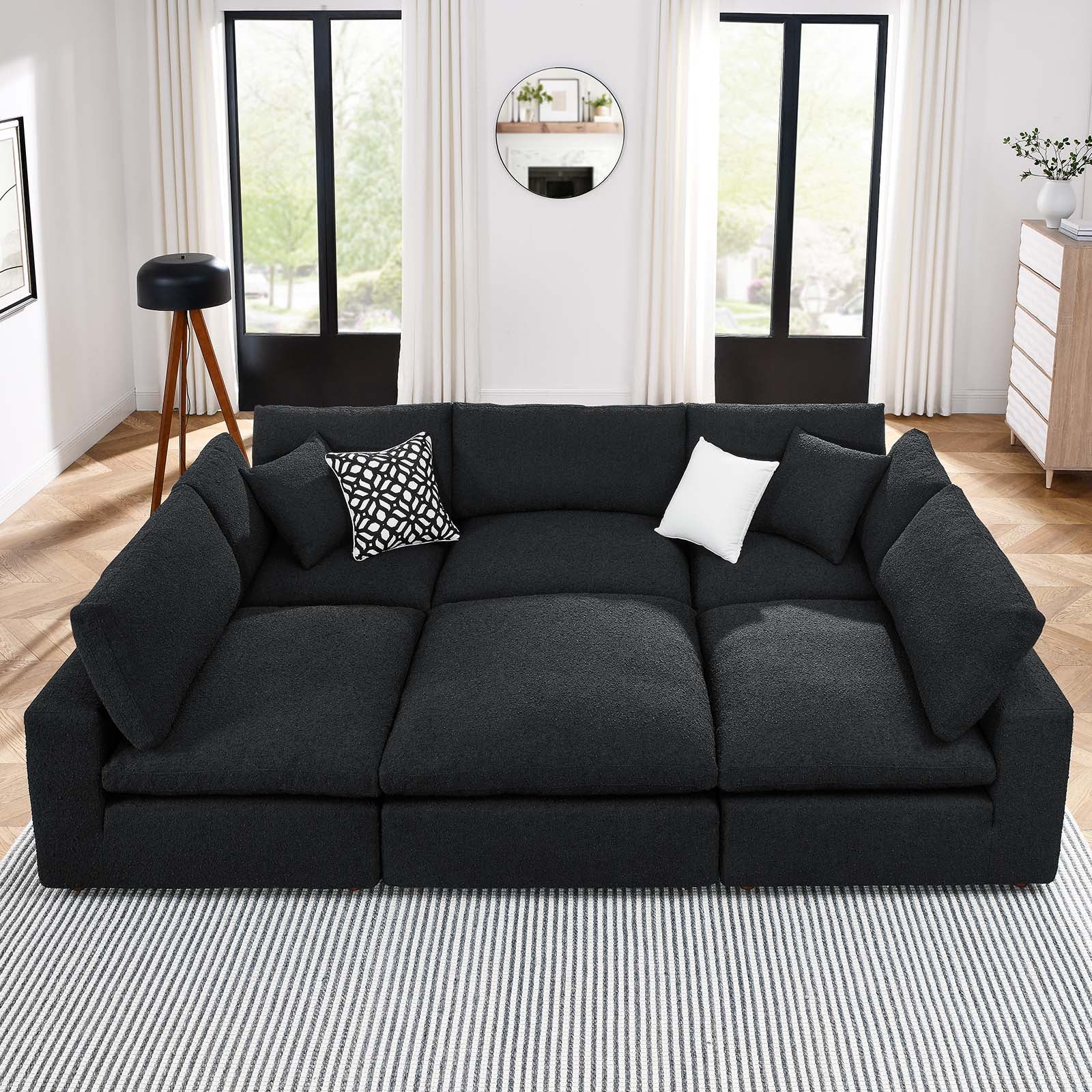 Commix Down Filled Overstuffed Boucle Fabric 6-Piece Sectional Sofa-Sectional-Modway-Wall2Wall Furnishings