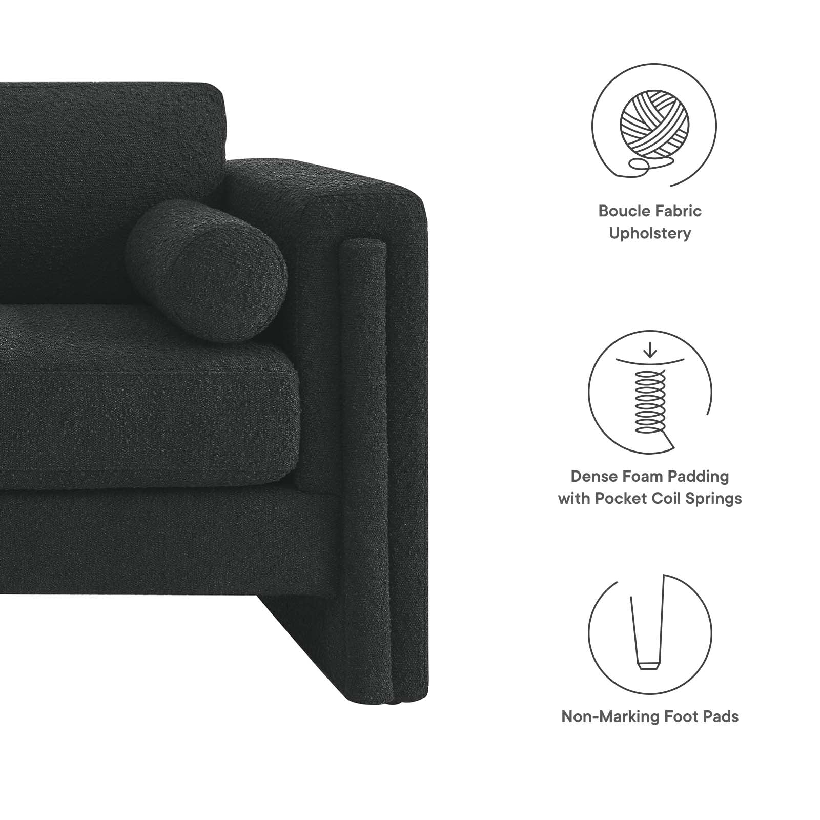 Visible Boucle Fabric Sofa-Sofa-Modway-Wall2Wall Furnishings