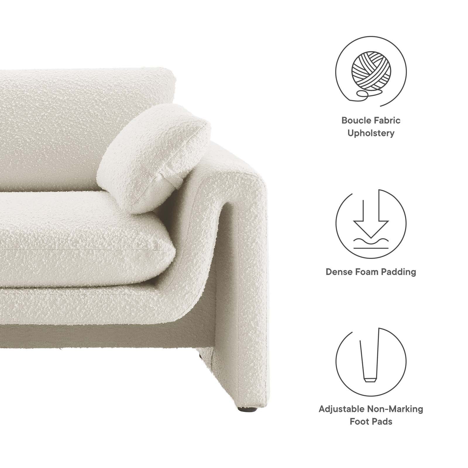 Waverly Boucle Fabric Sofa-Sofa-Modway-Wall2Wall Furnishings