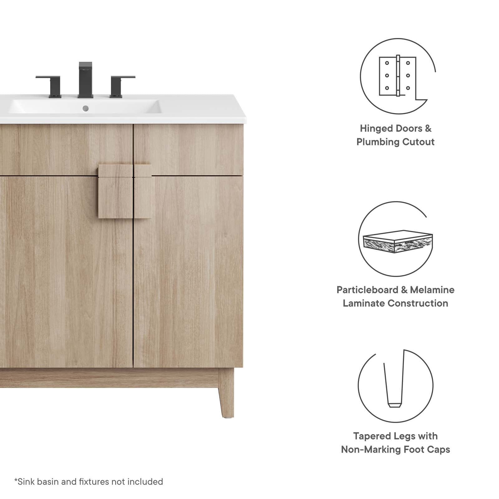 Miles 36” Bathroom Vanity Cabinet (Sink Basin Not Included)-Bathroom Vanity-Modway-Wall2Wall Furnishings