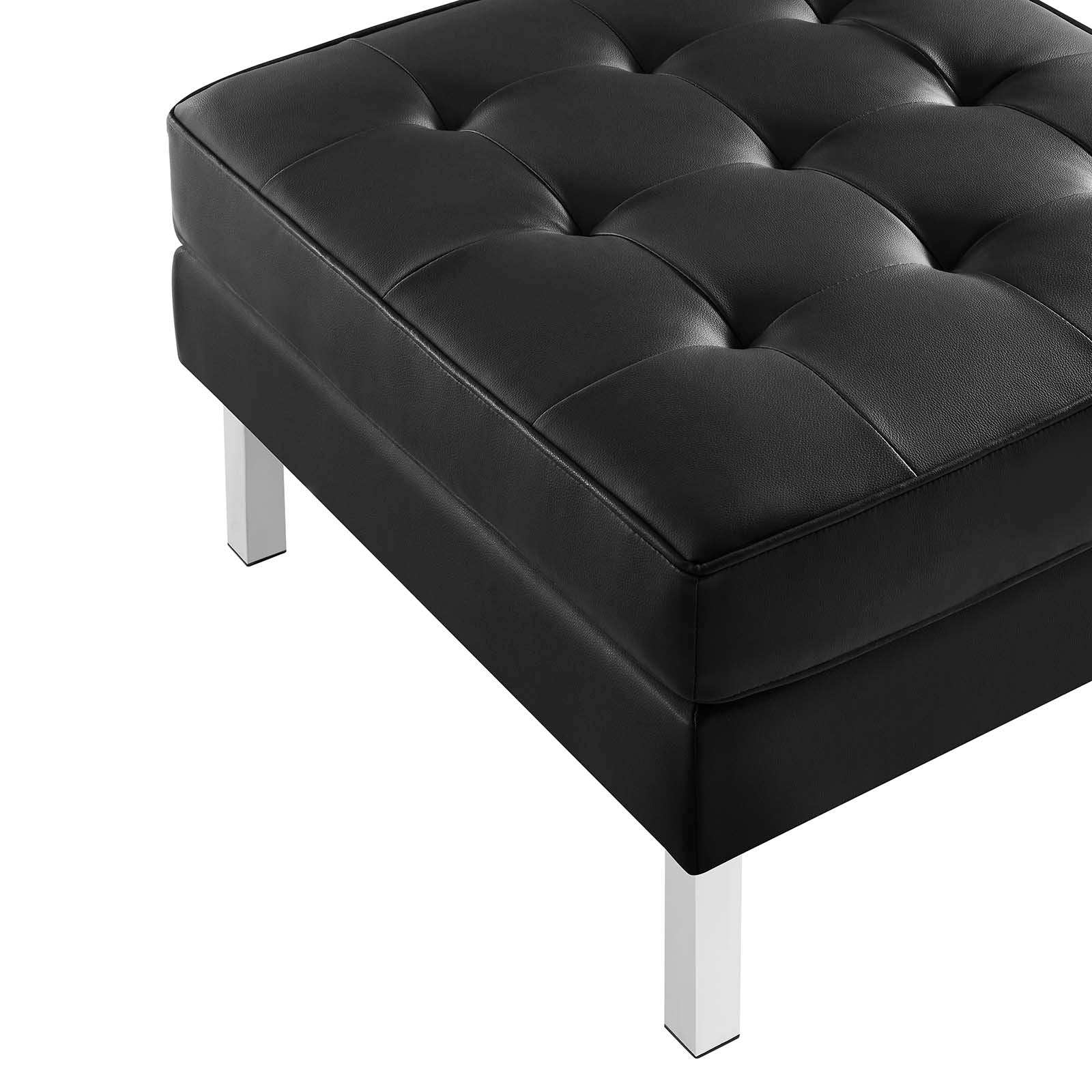 Loft Tufted Vegan Leather Armchair and Ottoman Set-Sofa Set-Modway-Wall2Wall Furnishings