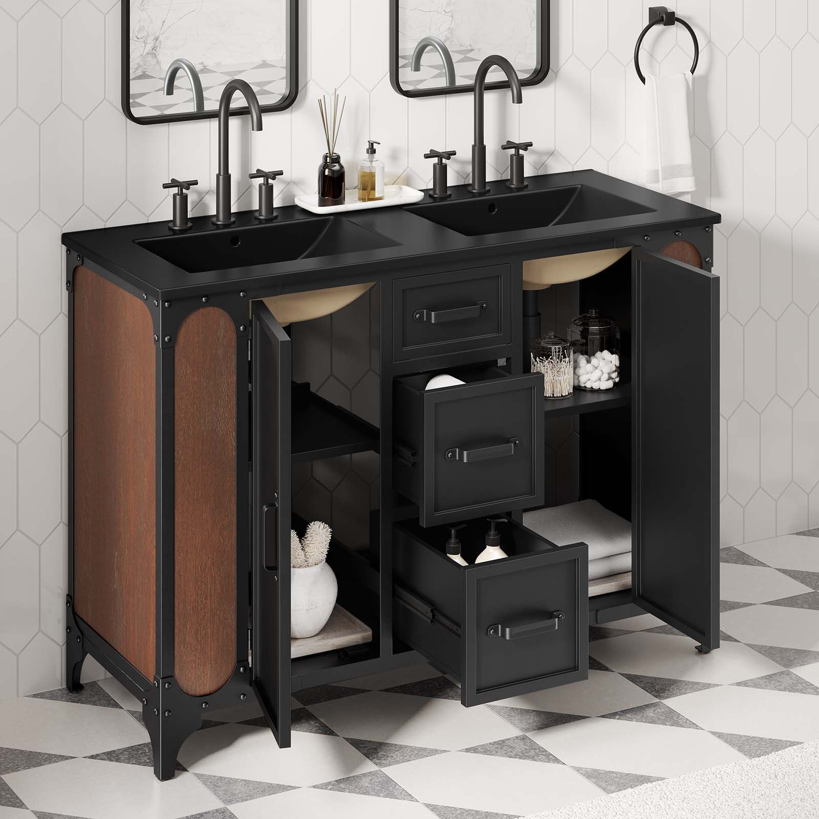 Steamforge 48" Double Sink Bathroom Vanity-Bathroom Vanity-Modway-Wall2Wall Furnishings