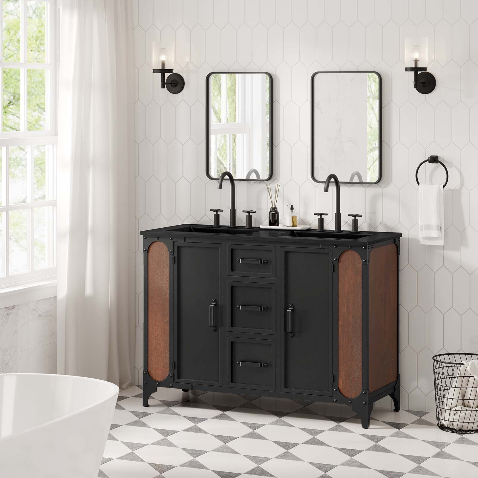 Steamforge 48" Double Sink Bathroom Vanity-Bathroom Vanity-Modway-Wall2Wall Furnishings