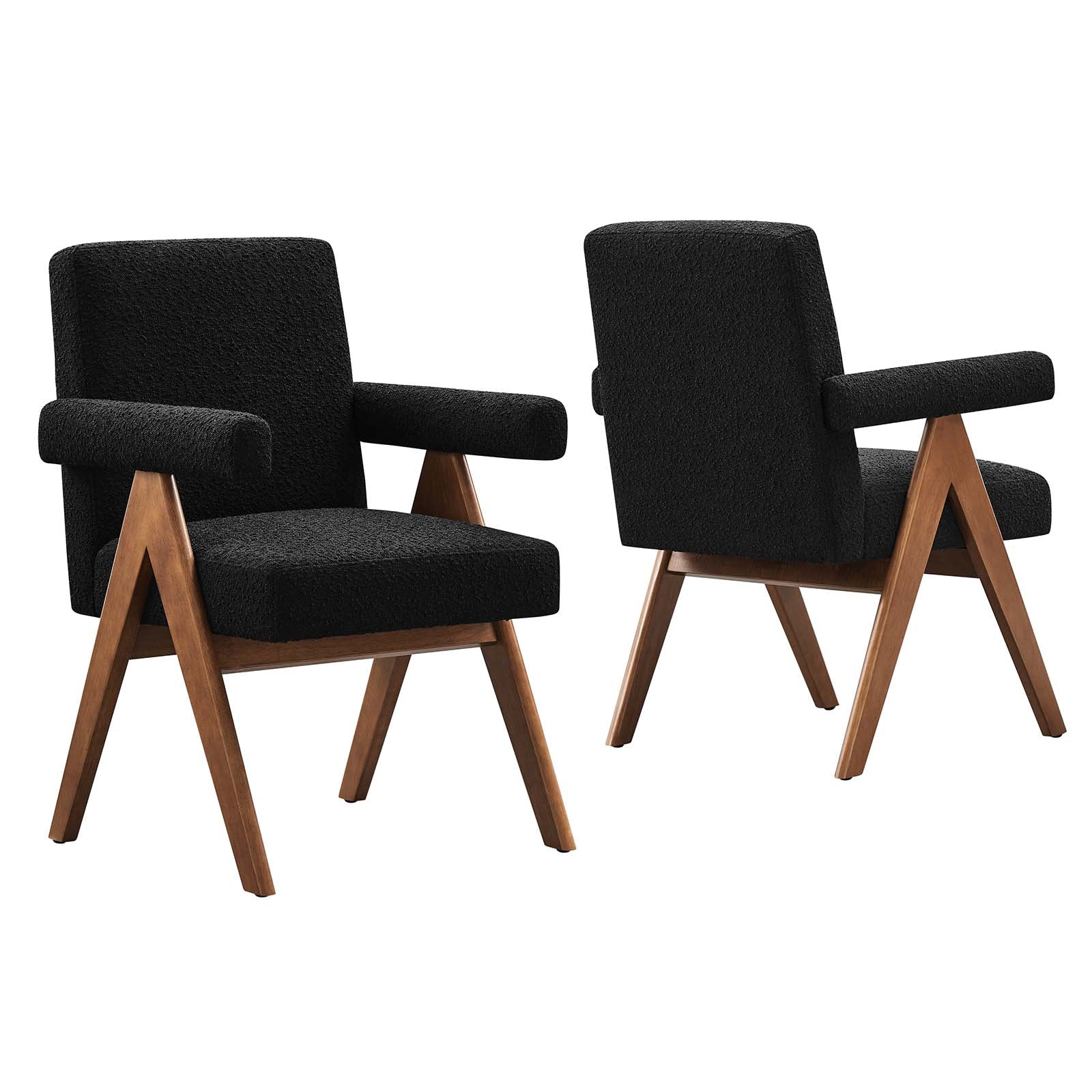 Lyra Boucle Fabric Dining Room Chair - Set of 2-Dining Chair-Modway-Wall2Wall Furnishings