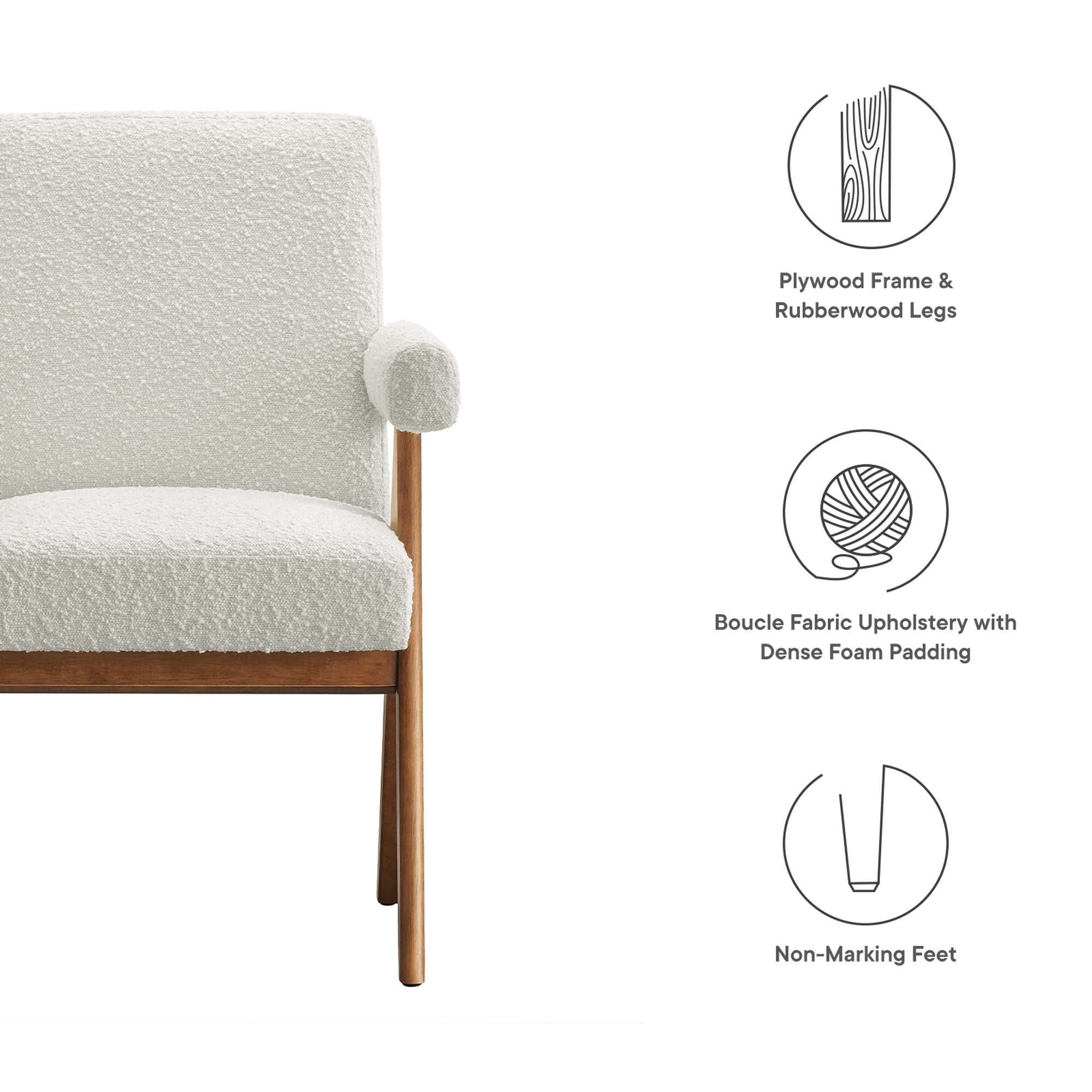 Lyra Boucle Fabric Dining Room Chair Set of 2
