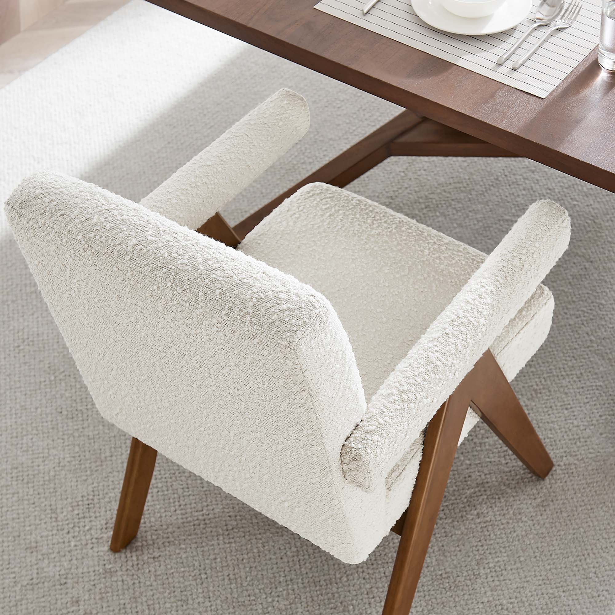 Lyra Boucle Fabric Dining Room Chair Set of 2