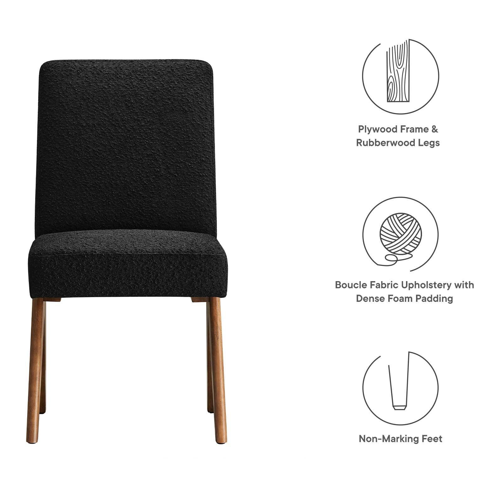 Lyra Boucle Fabric Dining Room Side Chair - Set of 2-Dining Chair-Modway-Wall2Wall Furnishings