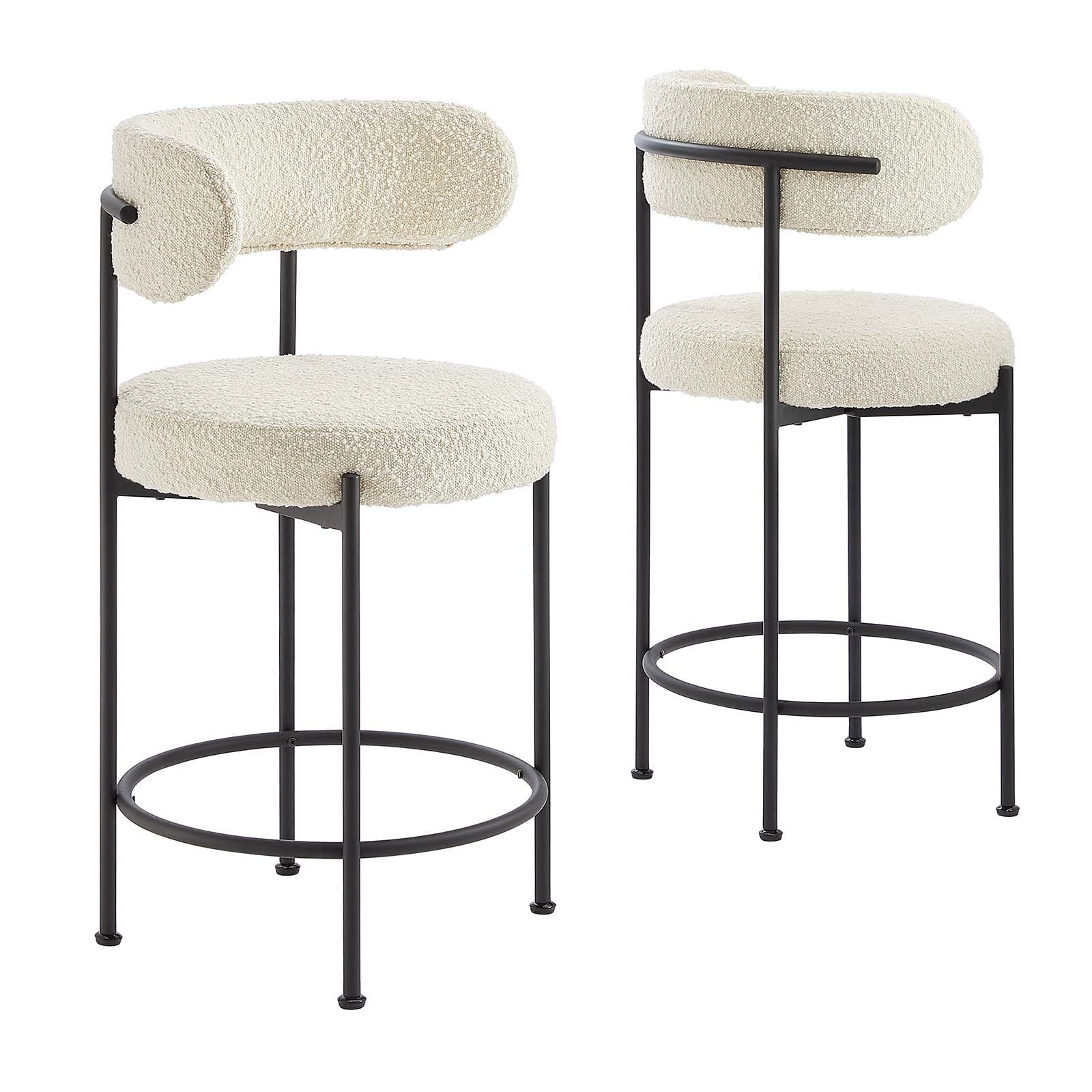 Albie Boucle Fabric Counter Stools - Set of 2-Counter Stool-Modway-Wall2Wall Furnishings