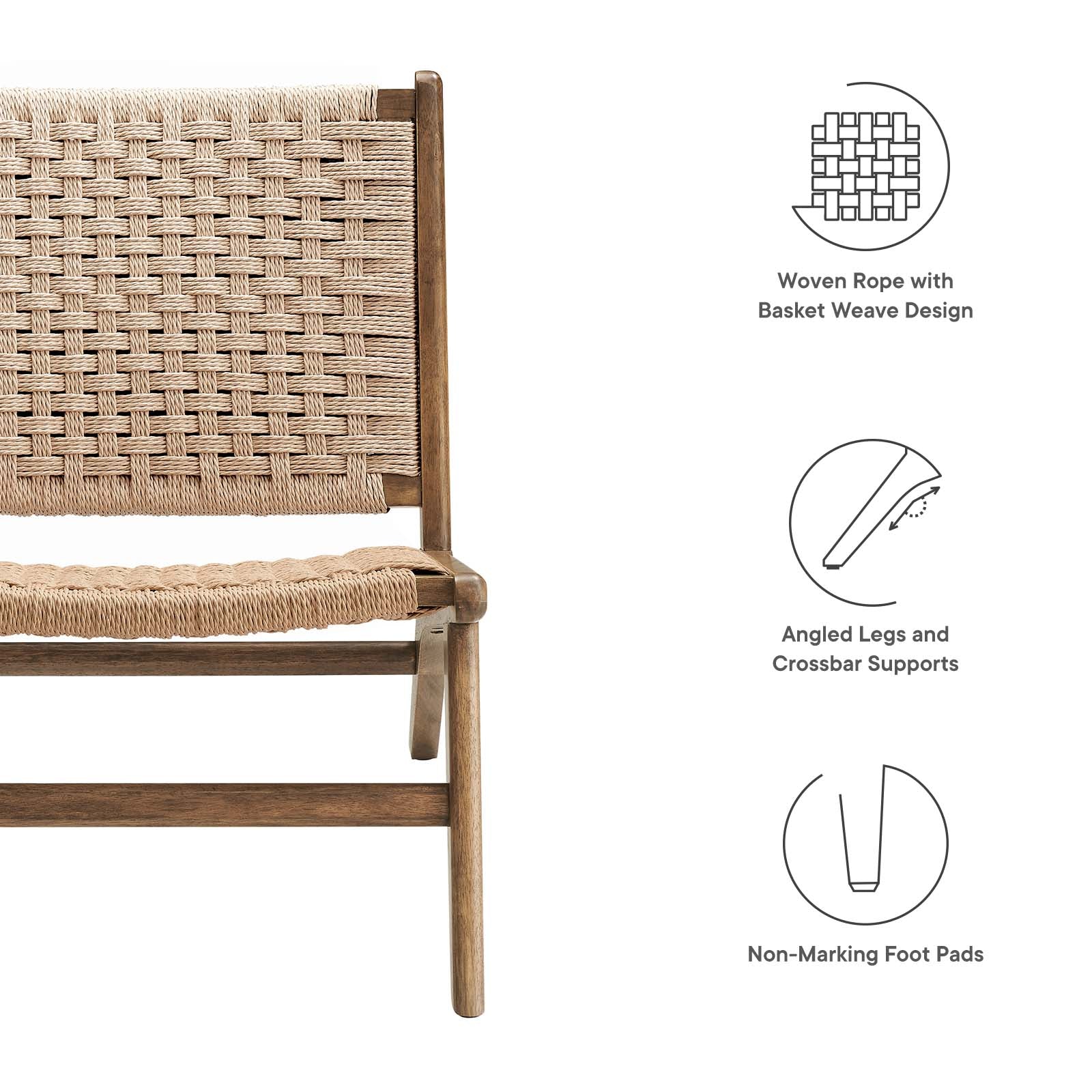 Saoirse Woven Rope Wood Accent Lounge Chair-Dining Chair-Modway-Wall2Wall Furnishings